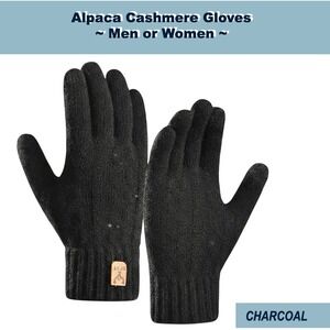 Unisex Alpaca Velvet Blend‎ Winter Thermal Gloves Charcoal OS Touchscreen NEW